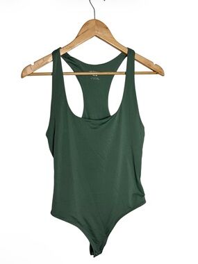 SWS contour olive green racer back thong bodysuit size M